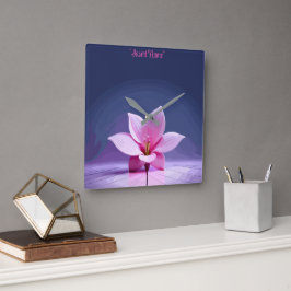 Reloj Cuadrado Gladioli Dimensional: Obra maestra rosa y púrpura