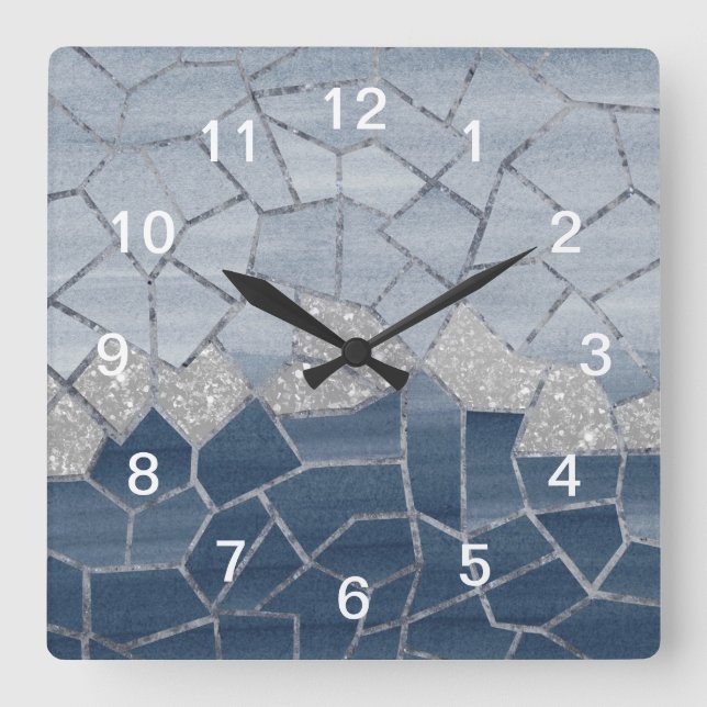 Reloj Cuadrado Glam geométrico mosaico #3 #geo #decoración #arte (Anverso)