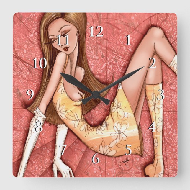 Reloj Cuadrado Glam Girl Sexy Sassy Go-Go Girl with numbers (Anverso)