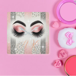 Reloj Cuadrado Glam Purpurina rosa Eyelashes Monograma