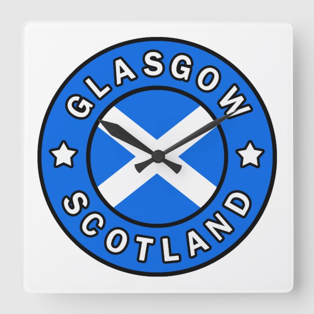 Reloj Cuadrado Glasgow Escocia (Anverso)