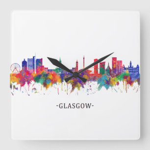 Reloj Cuadrado Glasgow Scotland Skyline