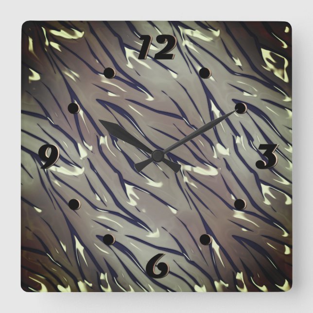 Reloj Cuadrado Glass tile 3D liquid tiger zebra skin leather (Anverso)