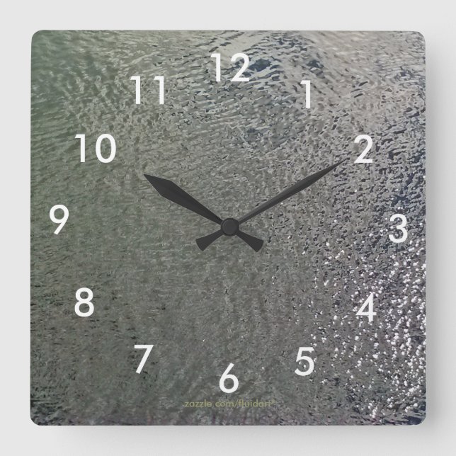 Reloj Cuadrado Glassy Water Wall Clock With Numbers (Anverso)