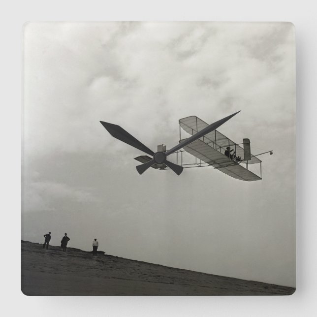 Reloj Cuadrado Glider Test Flight Aviation Wright Brothers (Anverso)