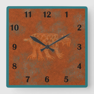 Reloj Cuadrado Glifos de Bobcat de Cañones del Suroeste Estilo Re