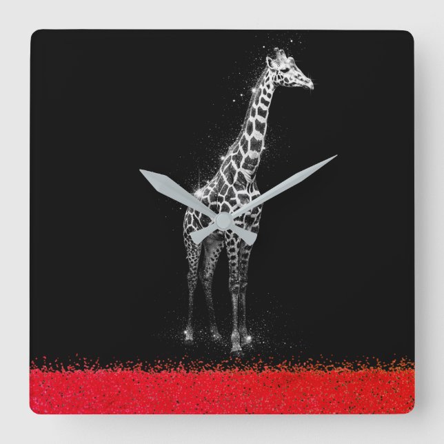 Reloj Cuadrado Glittering Giraffe (Anverso)