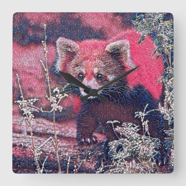 Reloj Cuadrado GlitzyAnimal_RedPanda_005 (Anverso)