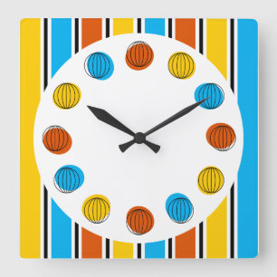 Reloj Cuadrado Globe circle and stripe clock square