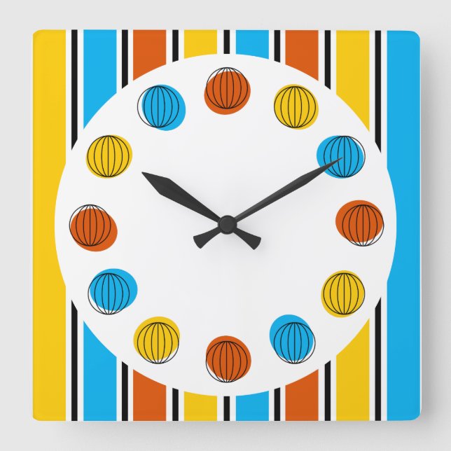 Reloj Cuadrado Globe circle and stripe clock square (Anverso)