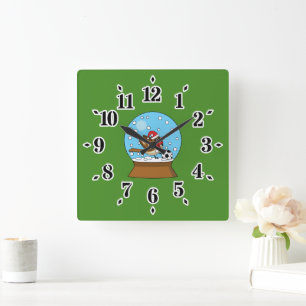 Reloj Cuadrado Globe de nieve con juego de cuerdas con soplo
