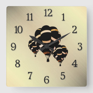 Reloj Cuadrado Globos aerostáticos de aspecto rústico con números