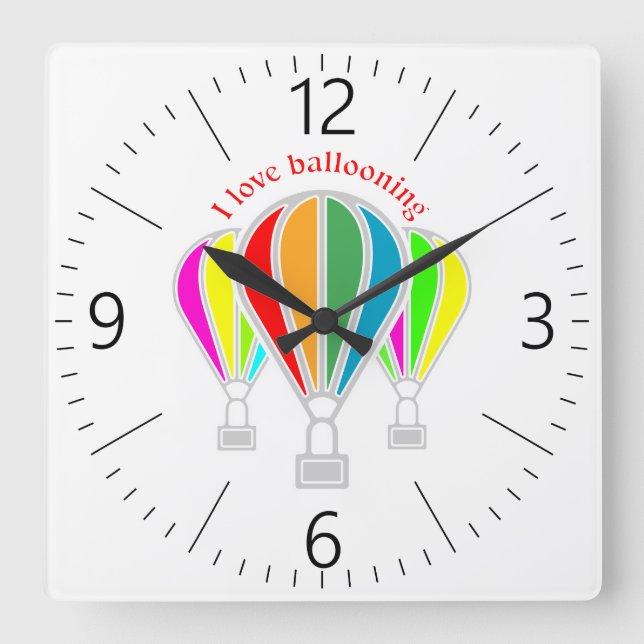 Reloj Cuadrado Globos de aire caliente (Anverso)