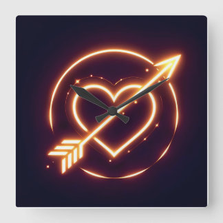 Reloj Cuadrado glowing image of a heart with cupid's arrow