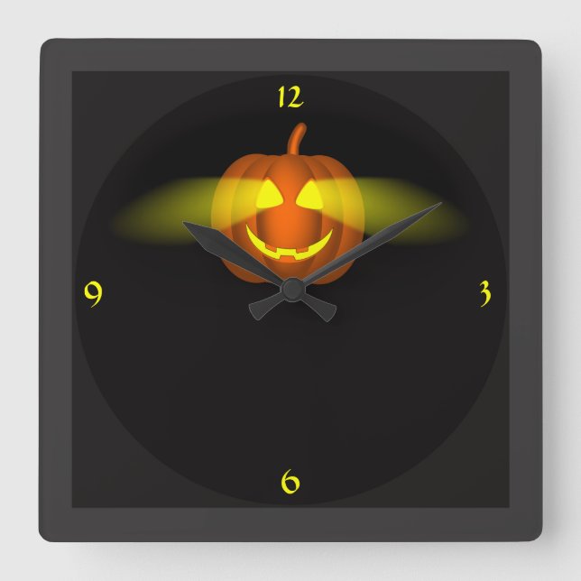 Reloj Cuadrado Glowing Pumpkin- (Anverso)
