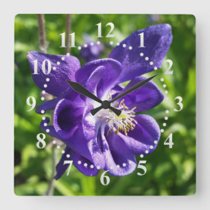 Reloj Cuadrado glowing purple flower