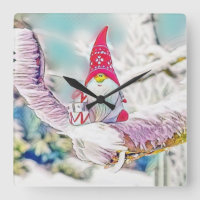 Gnomes en la pintura de la acuarela de nieve