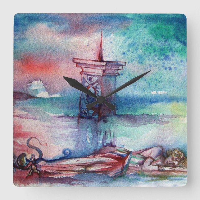 RELOJ CUADRADO GNOMÓN Y DAMA DEL LAGO (Anverso)