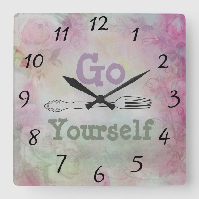 Reloj Cuadrado Go Fork Yourself Wall Clock (Anverso)