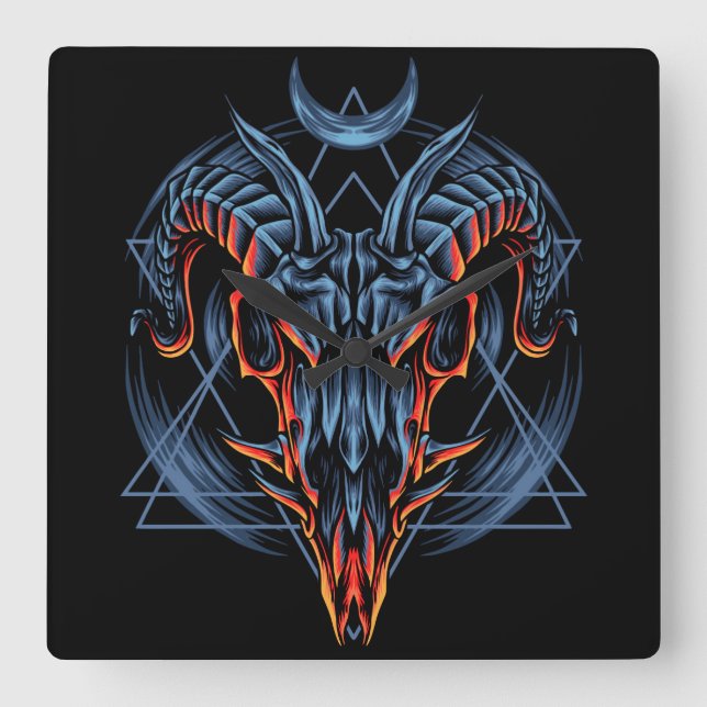Reloj Cuadrado Goat Skull (Anverso)