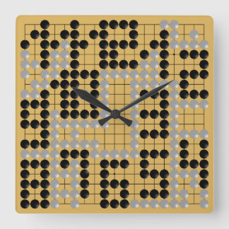 Reloj Cuadrado Goban Clock - 1-12 (Black and White Stones)