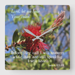 Reloj Cuadrado God Hears You Bible Verse Wall Clock