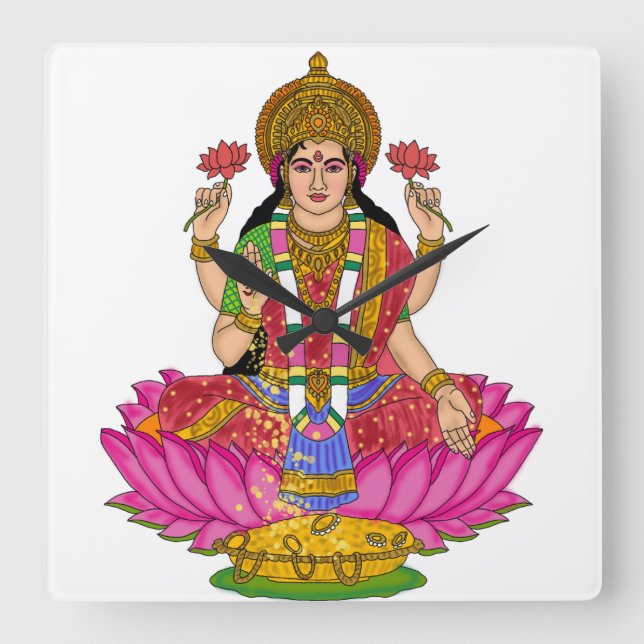 Reloj Cuadrado Goddess Lakshmi Clock (Anverso)