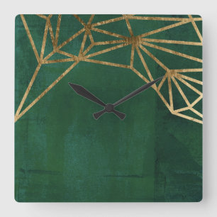 Reloj Cuadrado Gold and Green Jungle Web