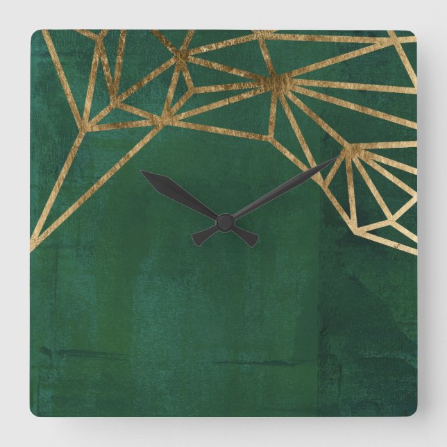 Reloj Cuadrado Gold and Green Jungle Web (Anverso)