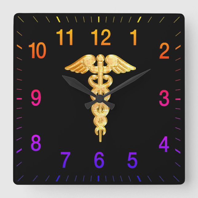 Reloj Cuadrado Gold orange medical alert badge (Anverso)