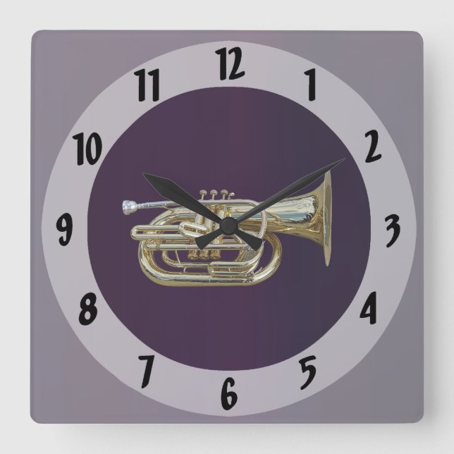 Reloj Cuadrado Golden Brass Euphonium (Anverso)