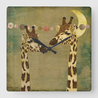 Reloj Cuadrado Golden Bronze Giraffes Moonlight Clock