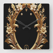Golden Floral Ornate Frame Wall Clock