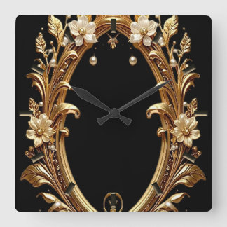 Reloj Cuadrado Golden Floral Ornate Frame Wall Clock