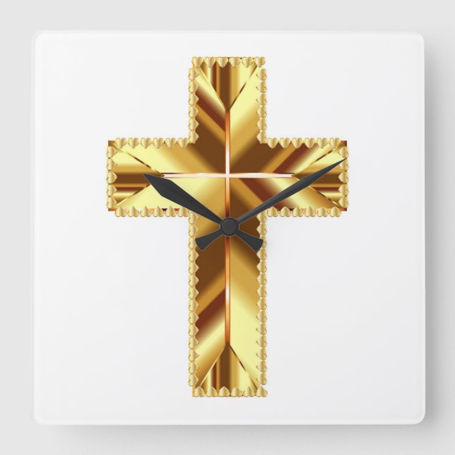 RELOJ CUADRADO GOLDEN HOLY CROSS (Anverso)