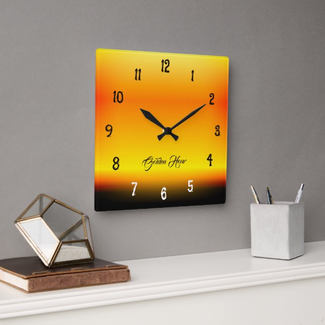 Reloj Cuadrado Golden Hour Sunset Gradient Wall Clock (Oficina)