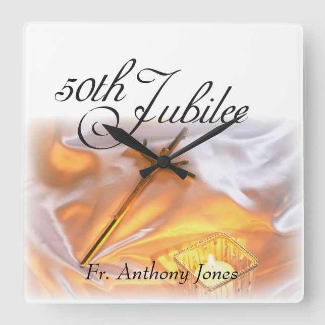 Reloj Cuadrado Golden Jubilee Religious Life, Cross Candle (Anverso)