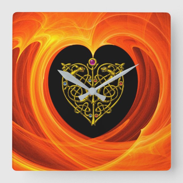 Reloj Cuadrado GOLDEN LEAF, amarillo naranja negro