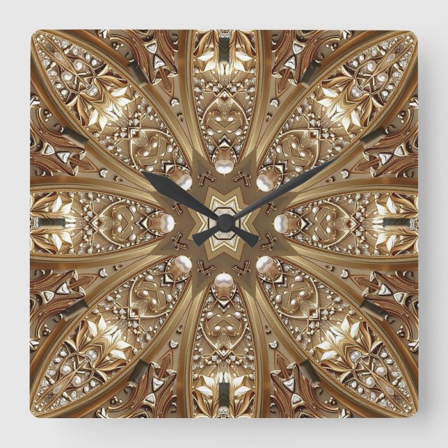 Reloj Cuadrado Golden Ornate Frame Wall Clock (Anverso)
