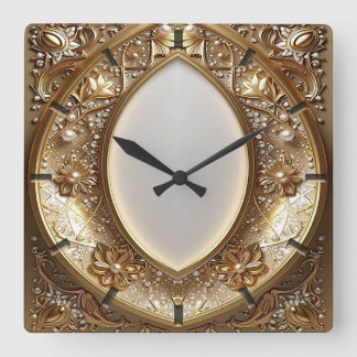 Reloj Cuadrado Golden Ornate Frame Wall Clock