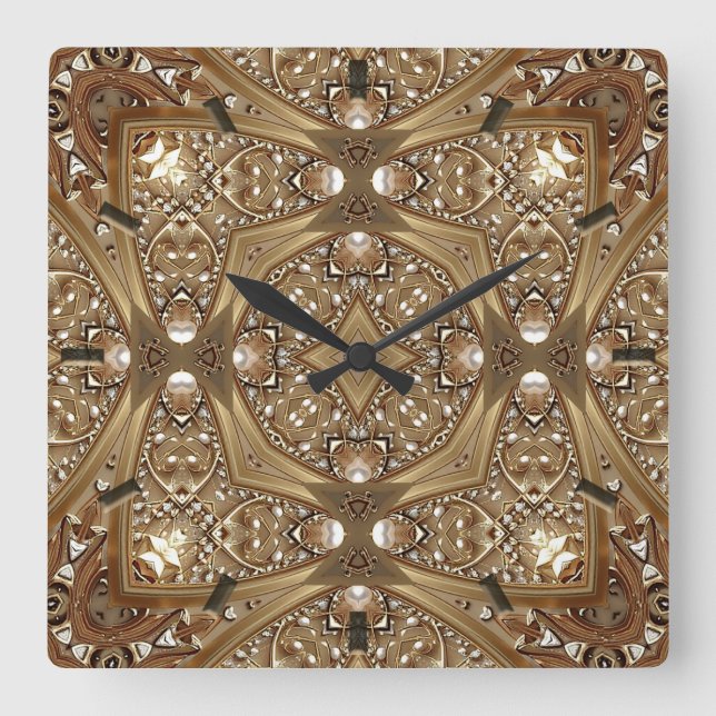 Reloj Cuadrado Golden Ornate Frame Wall Clock (Anverso)