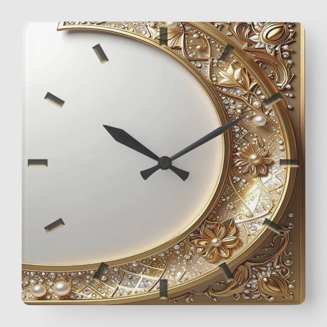 Reloj Cuadrado Golden Ornate Frame Wall Clock (Anverso)
