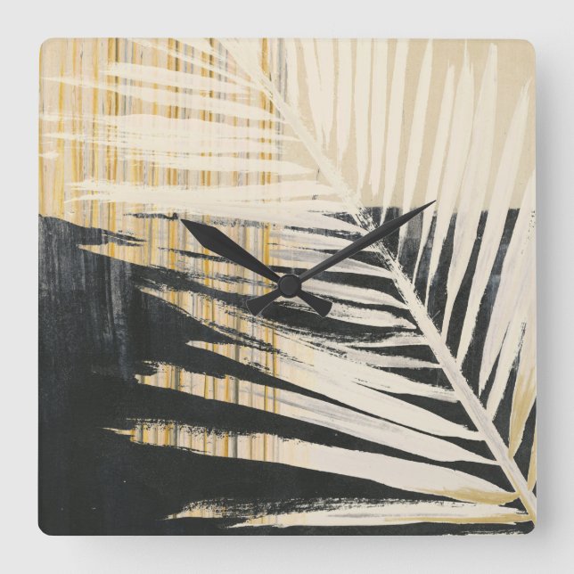 Reloj Cuadrado Golden Raffia - Palm Fronds (Anverso)
