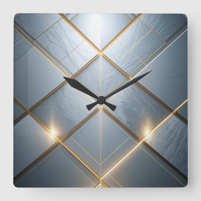 Reloj Cuadrado Goldene Geometrie Marmor Luxus Muster (Anverso)