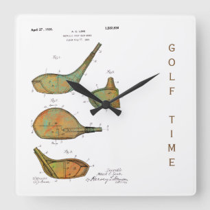 Reloj Cuadrado GOLF CLUB HEADS 1925 PATENT - Square Clock