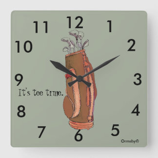 Reloj Cuadrado Golf tee time Square Wall Clock