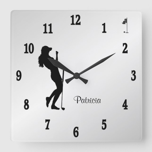 Reloj Cuadrado Golfista Personal  (Anverso)