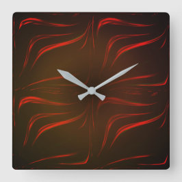 Reloj Cuadrado Golpes rojos ondulados sobre fondo negro
