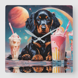 Reloj Cuadrado Gordon Setter Puppy N Milkshakes