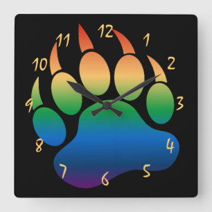 Reloj Cuadrado Gorgeous Gay Bear Pride Bear Paw